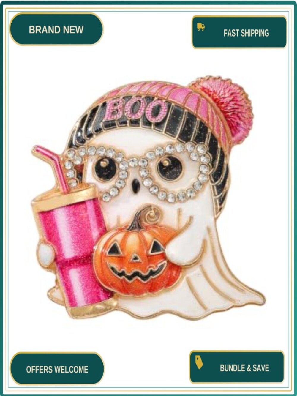 Enamel Ghost Pumpkin Brooch Pins Halloween Costume Jewelry Set